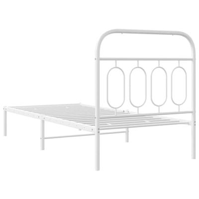 Bedframe met hoofdbord metaal wit 90x190 cm
