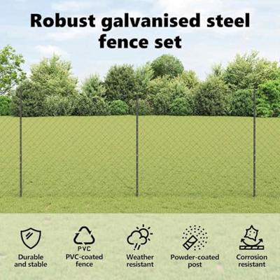 VidaXL Hek met paal grijs 1,4 x 10 m staal en pvc