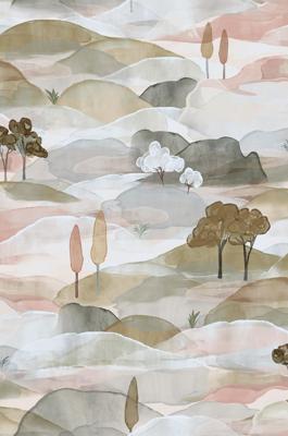 Noordwand Behang met getekend landschap - 35785