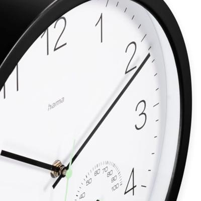Hama Wandklok Santorini Tikt Niet + Thermo-Hygrometer 30 cm Zwart/Wit Hama Wandklok Santorini Tikt Niet + Thermo-Hygrometer 30 cm Zwart/Wit