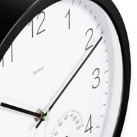 Hama Wandklok Santorini Tikt Niet + Thermo-Hygrometer 30 cm Zwart/Wit - thumbnail