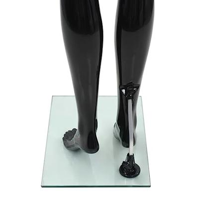 VidaXL Etalagepop vrouwelijk met glazen voet 175 cm glanzend zwart VidaXL Etalagepop vrouwelijk met glazen voet 175 cm glanzend zwart