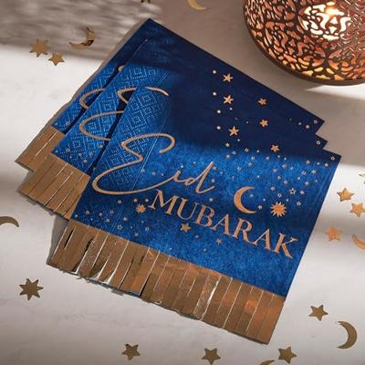 Ginger Ray servetten eid mubarak blauw/goudkleurig 16 stuks | 20 stuks Ginger Ray servetten eid mubarak blauw/goudkleurig 16 stuks | 20 stuks