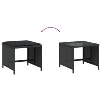 Tuinkrukken 4 st met kussens 40x40x35 cm poly rattan zwart - thumbnail