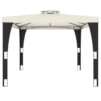 Prieel met dubbel dak 3,98x2,98 m staal crmekleurig Prieel met dubbel dak 3,98x2,98 m staal crmekleurig