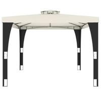 Prieel met dubbel dak 3,98x2,98 m staal crmekleurig - thumbnail