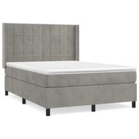 Boxspring met matras fluweel lichtgrijs 140x190 cm - thumbnail