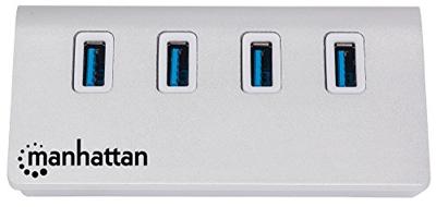 Manhattan 163767 USB 3.2 Gen 1-hub 4 poorten Met aluminium behuizing Wit Manhattan 163767 USB 3.2 Gen 1-hub 4 poorten Met aluminium behuizing Wit