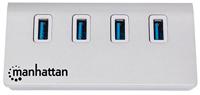 Manhattan 163767 USB 3.2 Gen 1-hub 4 poorten Met aluminium behuizing Wit - thumbnail