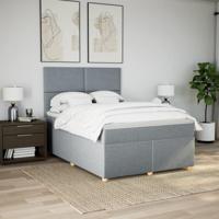 Boxspring met matras stof lichtgrijs 160x200 cm - thumbnail
