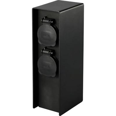 Sygonix SY-6121658 Buitenstopcontact 4-voudig Zwart Aanraakbeveiliging, Met grondspies