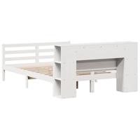 Bed met boekenkast zonder matras grenenhout wit 150x200 cm - thumbnail