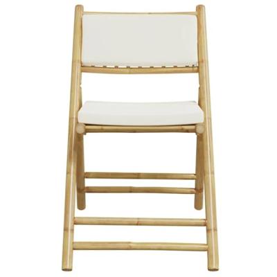 Bistrostoelen 2 st inklapbaar met kussens bamboe crmewit - thumbnail