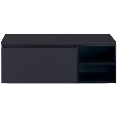 Frozen Badmeubelset 120 cm - Greeplijst in Kleur - Wastafel Regaalkast met Bovenblad Zwart Mat