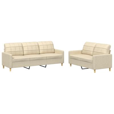 2-delige Loungeset met kussens stof crèmekleurig