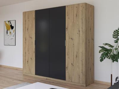 Kledingkast MANOZA 4 deuren artisan eik/metaalgrijs Kledingkast MANOZA 4 deuren artisan eik/metaalgrijs