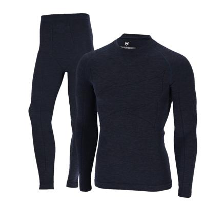 Xtreme Thermoset Heren Merino Wol - Thermoshirt + Thermolegging - Navy Melange-M