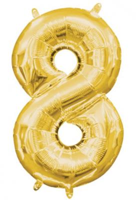 Amscan Folie ballon cijfer 8 goudkleurig 22 cm x 35 cm | 40 stuks