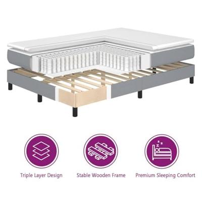 Boxspring bed met matras Lichtgrijs 90 x 200 cm Stof