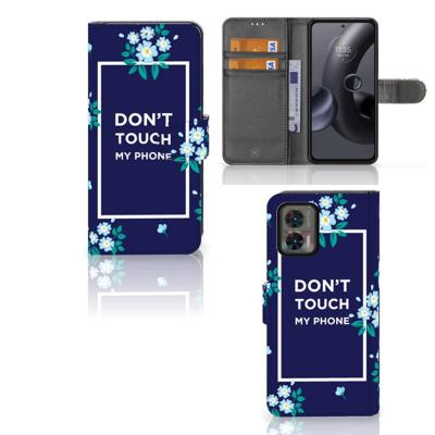 Motorola Edge 30 Neo Portemonnee Hoesje Flowers Blue DTMP Motorola Edge 30 Neo Portemonnee Hoesje Flowers Blue DTMP