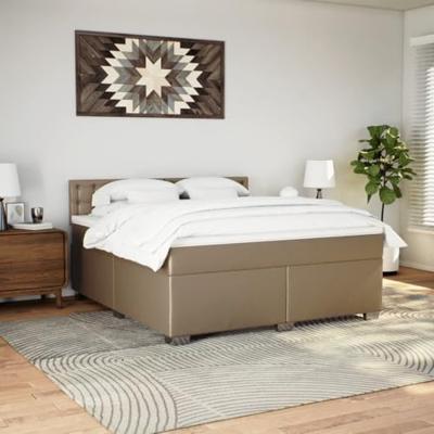 Boxspring met matras kunstleer cappuccinokleurig 180x200 cm