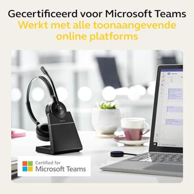 Jabra Engage 55 draadloze stereo headset met Link 400 USB-A DECT adapter - noise cancelling microfoon, groot bereik en oplaadstandaard - MS Teams gecertificeerd, werkt alle andere platformen - zwart