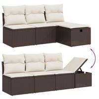 8-delige Loungeset met kussens poly rattan bruin - thumbnail