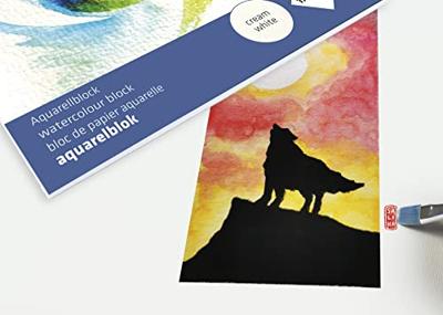 Aquarelblok 17x24cm 16 vel 300 gram roomwit Kangaro