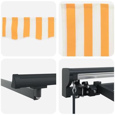 VidaXL Inklapbaar zonnescherm geel en wit 300 x 250 cm