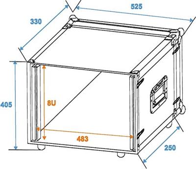 Roadinger Effect Rack CO DD 19 inch flightcase 8HE 240mm diep
