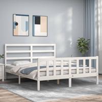 Bedframe zonder matras massief grenenhout wit 160x200 cm - thumbnail