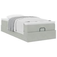 Ottoman bed met matras 100x200 cm fluweel lichtgrijs - thumbnail