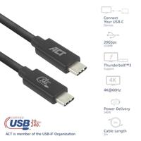ACT USB4 20Gbps 240W USB Type-C 2m USB-IF gecertificeerd - thumbnail