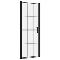 VidaXL Douchedeur 91x195 cm gehard glas zwart - thumbnail