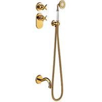 Badkraan Tres Clasic Thermostatisch Inbouw Incl. Handdouche Goud Tres - thumbnail