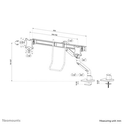 Newstar DS75S-950WH2 Dual monitorarm