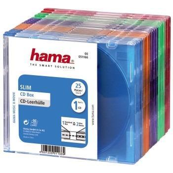 Hama 00051166 CD-hoes slim 1 CD/DVD/Blu-Ray Transparant blauw, Transparant oranje, Transparant violet, Transparant groen, Transparant rood Polystereen 25