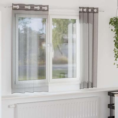 Gordijnen voile met doorvoertules 2 st 140x175 cm donkergrijs