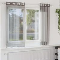 Gordijnen voile met doorvoertules 2 st 140x175 cm donkergrijs - thumbnail