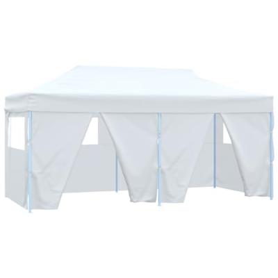 Partytent met 4 zijwanden inklapbaar 3x6 m staal wit - thumbnail