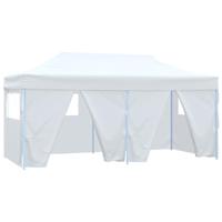 Partytent met 4 zijwanden inklapbaar 3x6 m staal wit - thumbnail