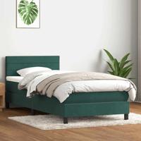Boxspring met matras fluweel donkergroen 90x210 cm - thumbnail