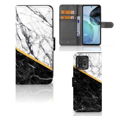 Motorola Moto G72 | Bookcase | Marmer Wit Zwart - Origineel Cadeau Man