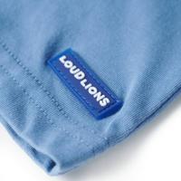 Kindershirt dinosaurusprint 128 middelblauw - thumbnail