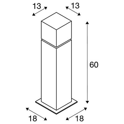 SLV 1000345 SQUARE POLE 60 Staande buitenlamp E27 RVS