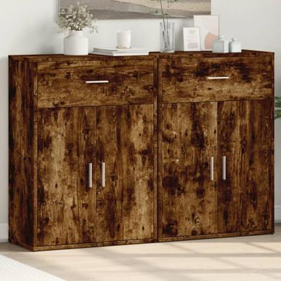 Dressoirs 2 st 60x30x84 cm bewerkt hout gerookt eikenkleurig
