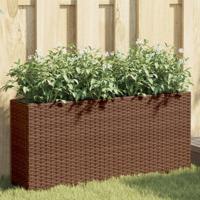 Plantenbakken met 2 potten 2 st 90x20x40 cm poly rattan bruin - thumbnail