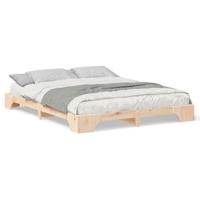 Bedframe met opslag Bruin 160 x 220 cm Massief grenenhout - thumbnail