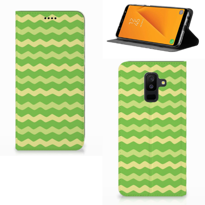 Samsung Galaxy A6 Plus (2018) Hoesje met Magneet Waves Green