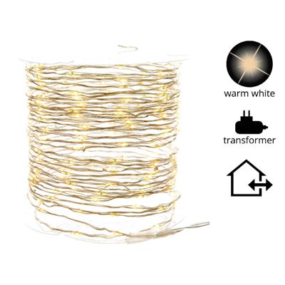 Lumineo Micro LED Stringlights Verlichting Zilverdraad 9M 180 LEDs Buiten Warm Wit